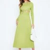 SOLADO Cut Out Twist Front Long Sleeve Maxi Dress