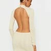 SOLADO Cable Knit Open Back Long Sleeve Mini Dress