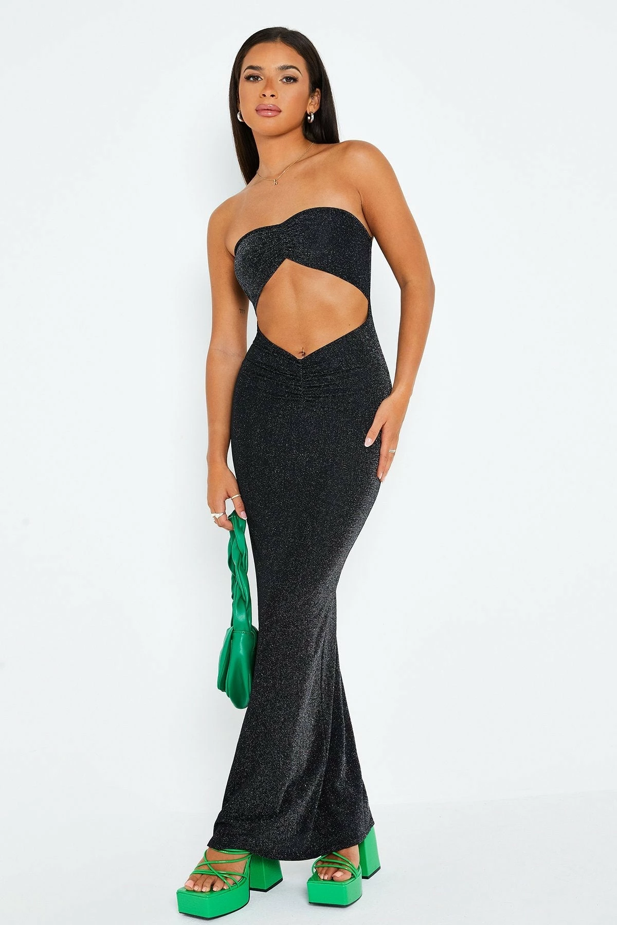 SOLADO Lurex Cut Out Bodycon Tube Maxi Dress 2 SOLADO Lurex Cut Out Bodycon Tube Maxi Dress - Image 2