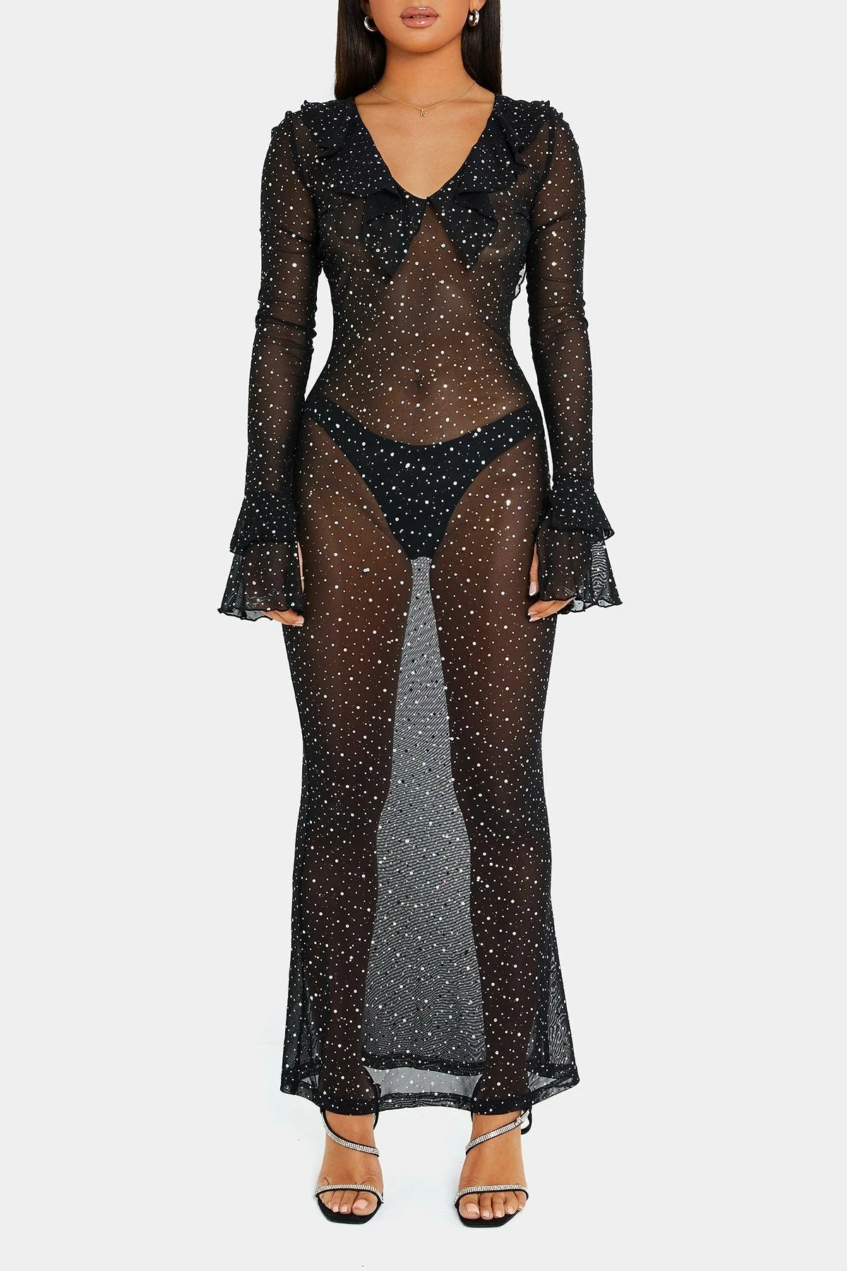 SOLADO Sequin Mesh Open Back Maxi Dress Without Underwear 6 SOLADO Sequin Mesh Open Back Maxi Dress Without Underwear - Image 6