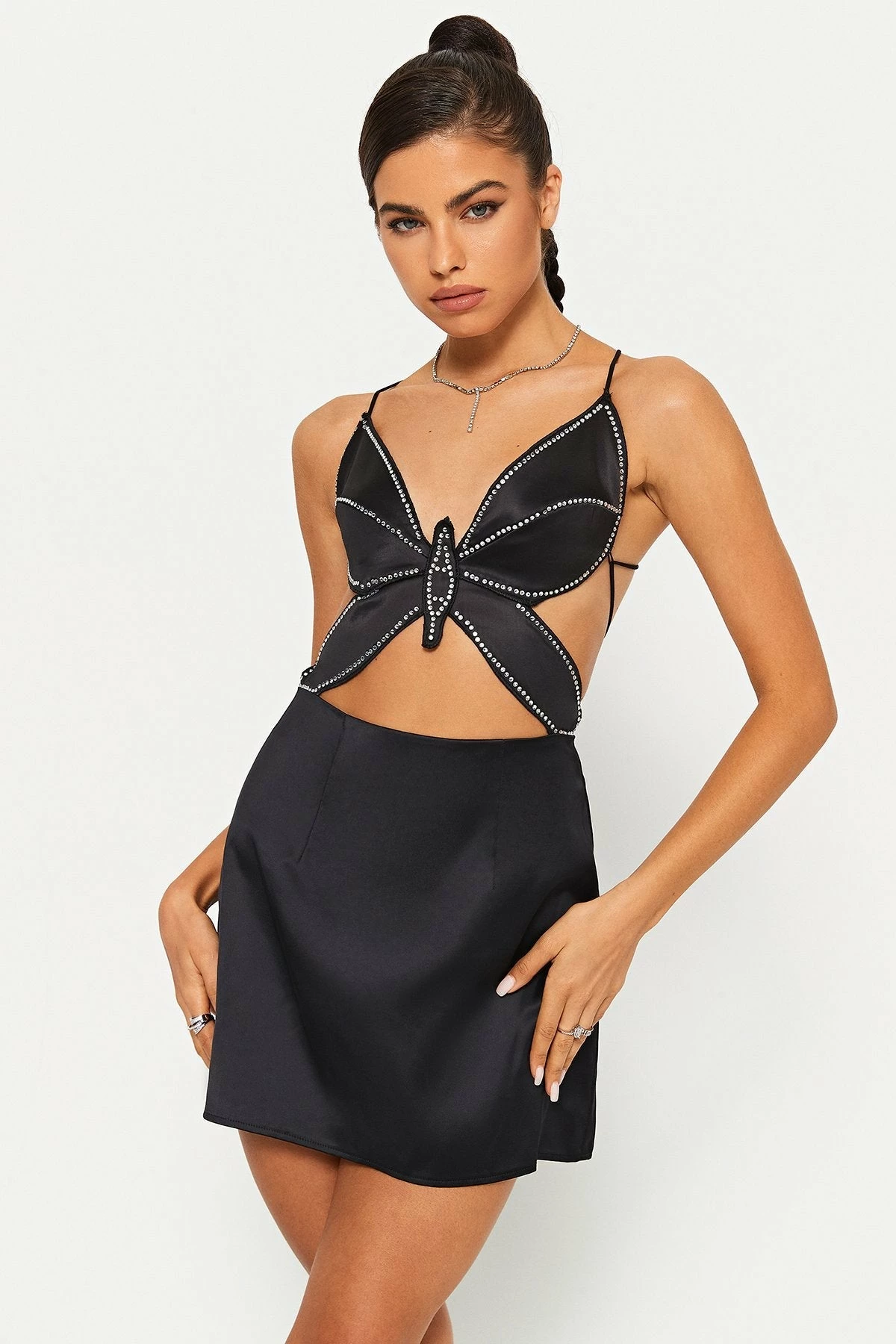 SOLADO Butterfly Shape Rhinestone Decor Backless Mini Dress 5 SOLADO Butterfly Shape Rhinestone Decor Backless Mini Dress - Image 5
