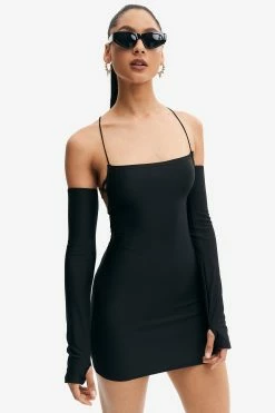 Solado Cold Shoulder Lace Up Backless Mini Dress