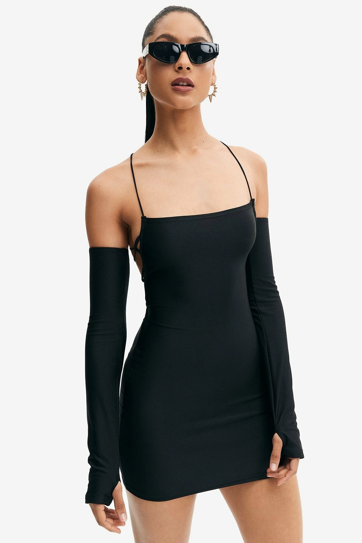 Solado Cold Shoulder Lace Up Backless Mini Dress 1 Solado Cold Shoulder Lace Up Backless Mini Dress