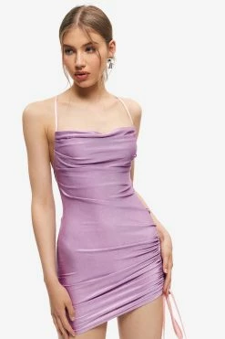 Solado Square Neck Drawstring Ruched Backless Mini Dress