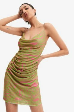 Solado Swirl Print Cowl Neck Cami Mini Dress