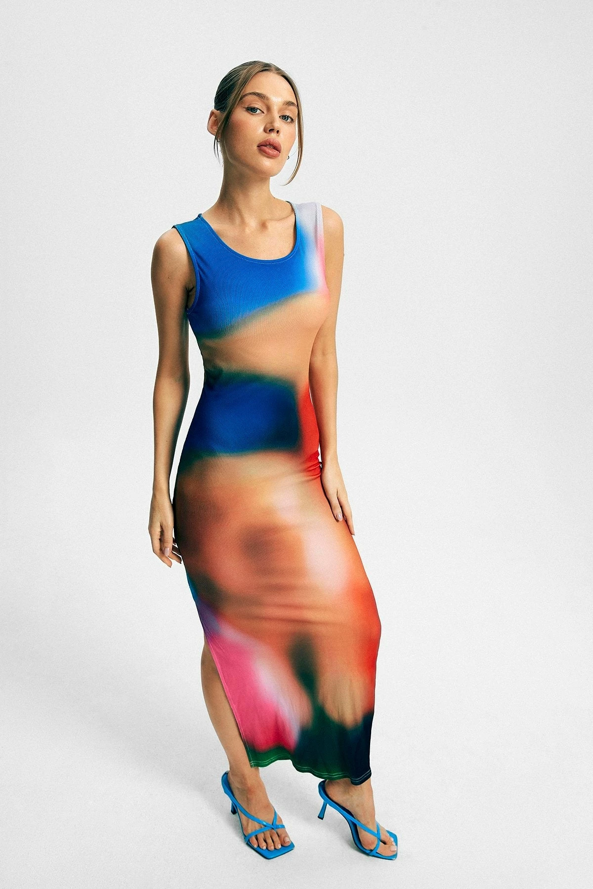 Solado Tie Dye Side Split Sleeveless Ribbed Maxi Dress 4 Solado Tie Dye Side Split Sleeveless Ribbed Maxi Dress - Image 4