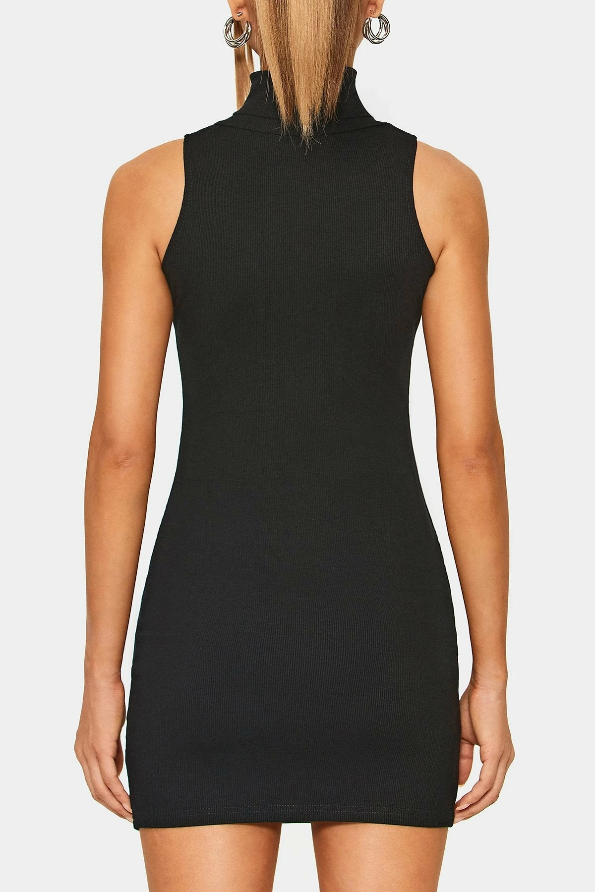 Solado High Neck Ribbed Sleeveless Solid Mini Dress 7 Solado High Neck Ribbed Sleeveless Solid Mini Dress - Image 7