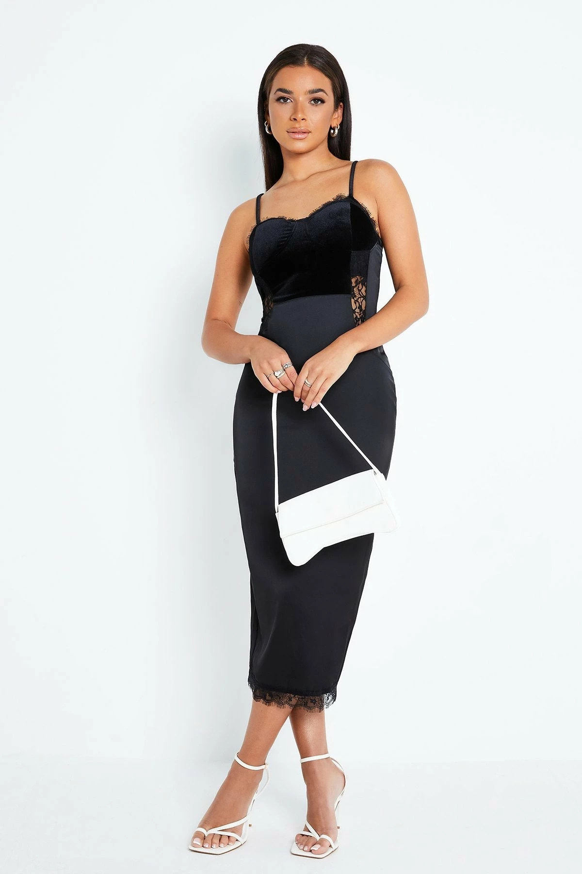 Solado Velvet Split Hem Lace Splicing Midi Dress 2 Solado Velvet Split Hem Lace Splicing Midi Dress - Image 2