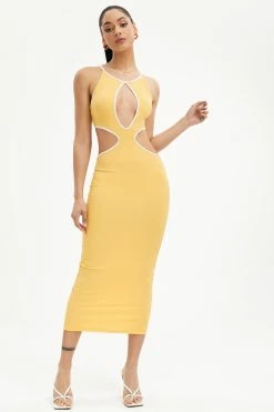 Solado Cut Out Colorblock Trim Maxi Dress