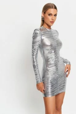 SOLADO Ruched Cinched Waist Long Sleeve Sheen Mini Dress -Solado Sales Shop jpeg 1882ac57 f682 436f 8d4f 6a18b3e61cfc 1800x1800