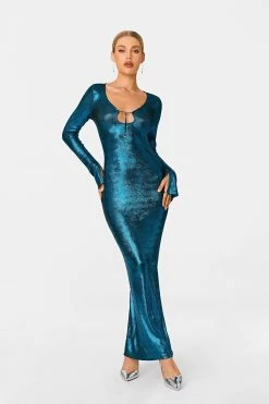 SOLADO Plunging Neck Tie Front Split Hem Sheen Maxi Dress -Solado Sales Shop jpeg 18dab551 71a2 4871 9803 cdf9504f5588 1800x1800