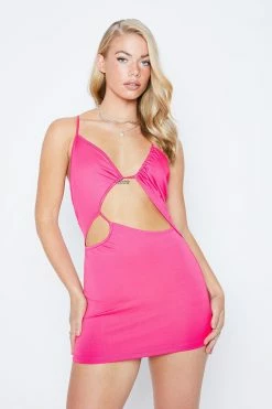 Solado Plunging Neck Cut Out Cross Backless Mini Dress