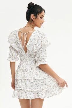Alternative view of Solado Puff Sleeve Layered Ruffle Trim Floral Print Mini Dress