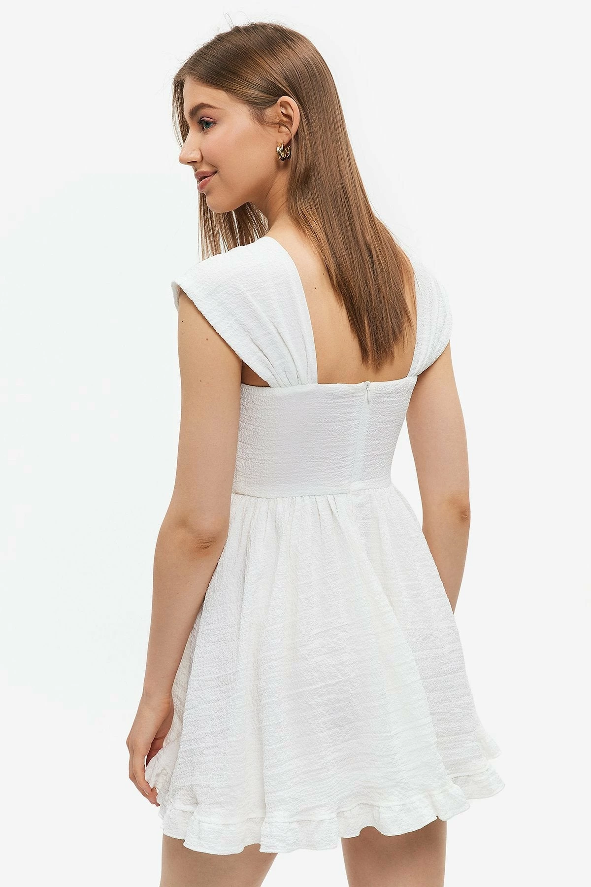 Solado Off Shoulder Zip Back Flounce Hem Mini Dress 2 Solado Off Shoulder Zip Back Flounce Hem Mini Dress - Image 2