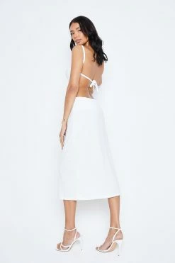 Solado Square Neck Open Back Bodycon Midi Dress