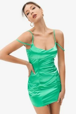 Solado Satin Split Strap Bodycon Mini Dress