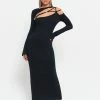 SOLADO Cut Out Cold Shoulder Bodycon Maxi Dress