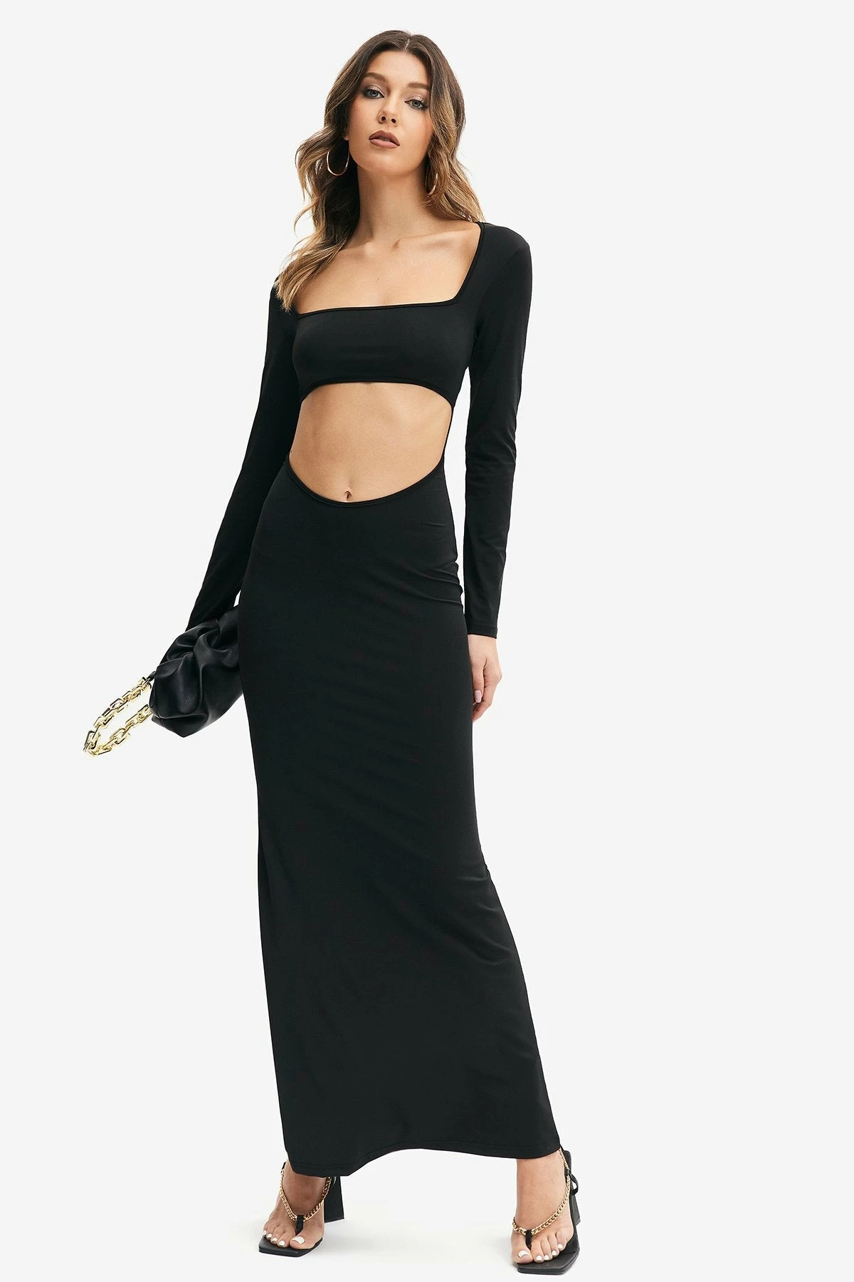 Solado Square Neck Cut Out Long Sleeve Maxi Dress 3 Solado Square Neck Cut Out Long Sleeve Maxi Dress - Image 3