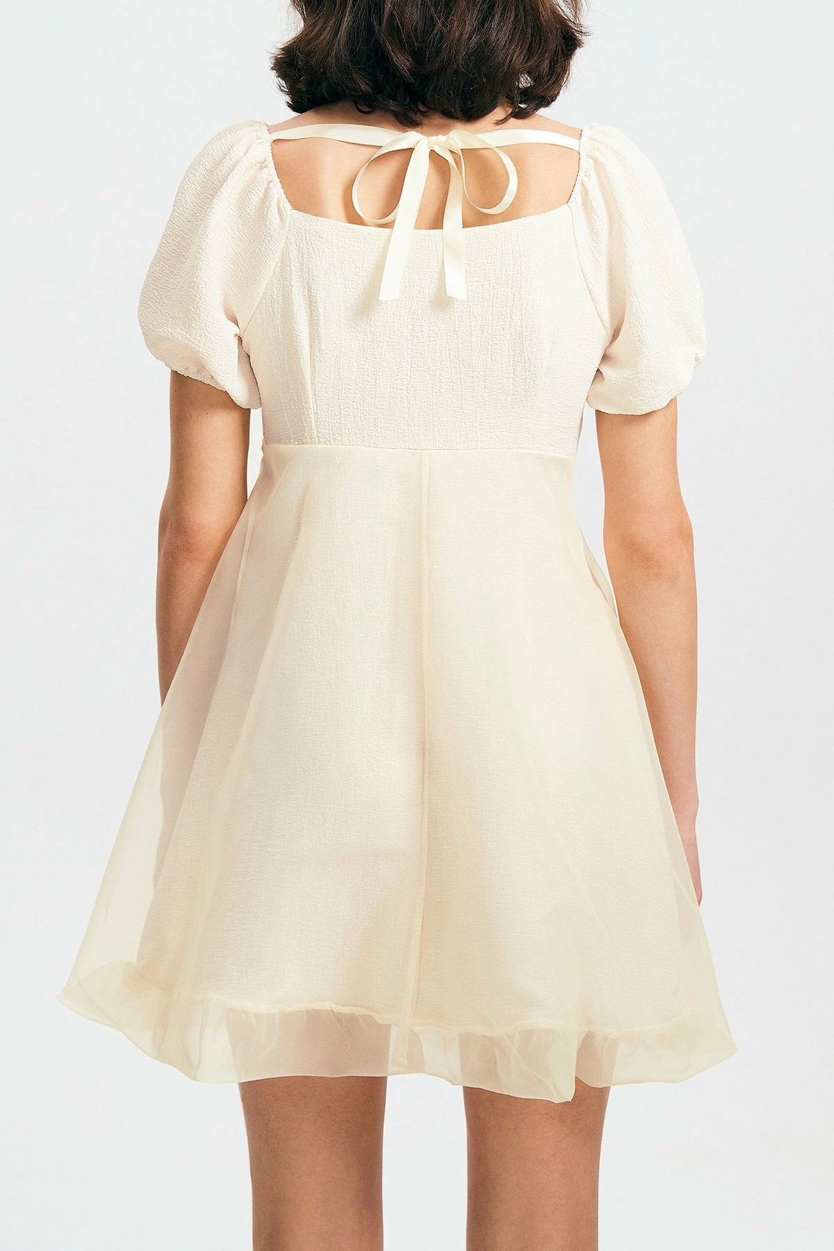 Solado Puff Sleeve Mesh Splicing Textured Mini Dress 7 Solado Puff Sleeve Mesh Splicing Textured Mini Dress - Image 7