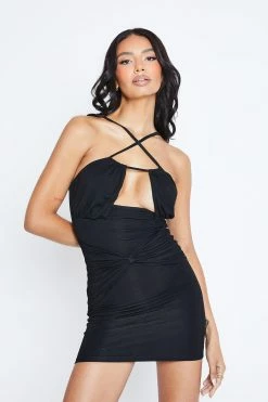 Alternative view of Solado Halter Neck Cut Out Twist Front Bodycon Mini Dress