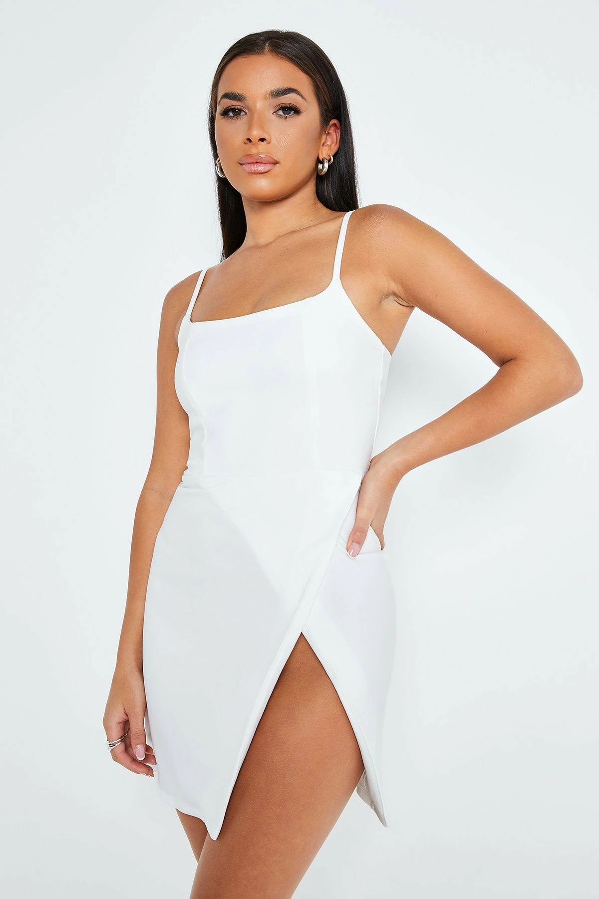 Solado Square Neck Split Hem A-Line Mini Dress 2 Solado Square Neck Split Hem A-Line Mini Dress - Image 2
