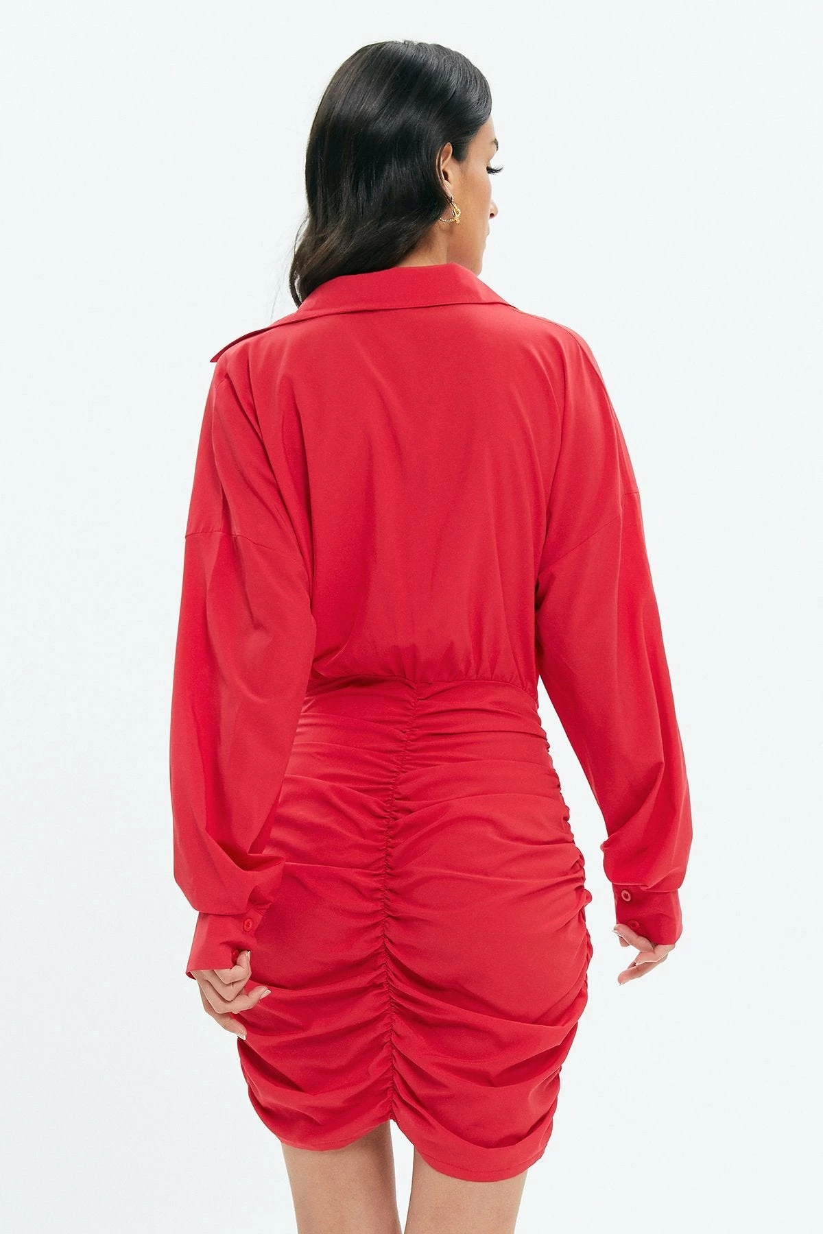 Solado Plunging Neck Ruched Mini Dress 2 Solado Plunging Neck Ruched Mini Dress - Image 2