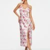 Solado Plunging Neck Floral Print Split Hem Maxi Dress