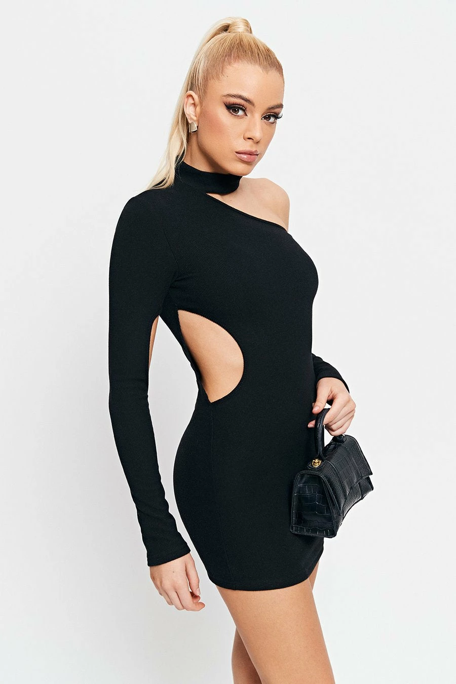 SOLADO Mock Neck Cut Out Cold Shoulder Mini Dress 4 SOLADO Mock Neck Cut Out Cold Shoulder Mini Dress - Image 4