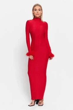 Solado Mock Neck Feather Trim Open Back Maxi Dress -Solado Sales Shop jpeg 2b8c5f4b 8770 4b90 ad30 61d0afb078e9 1800x1800