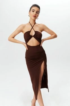 Solado Halter Neck Split Thigh Maxi Dress
