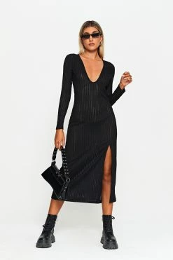 SOLADO Plunging Neck Stripe Knitted Split Hem Midi Dress -Solado Sales Shop jpeg 2d498bcd 81d1 4732 937a 1d99af6ce18b 1800x1800