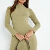 Solado Lettuce Trim Solid Long Sleeve Sweater Dress
