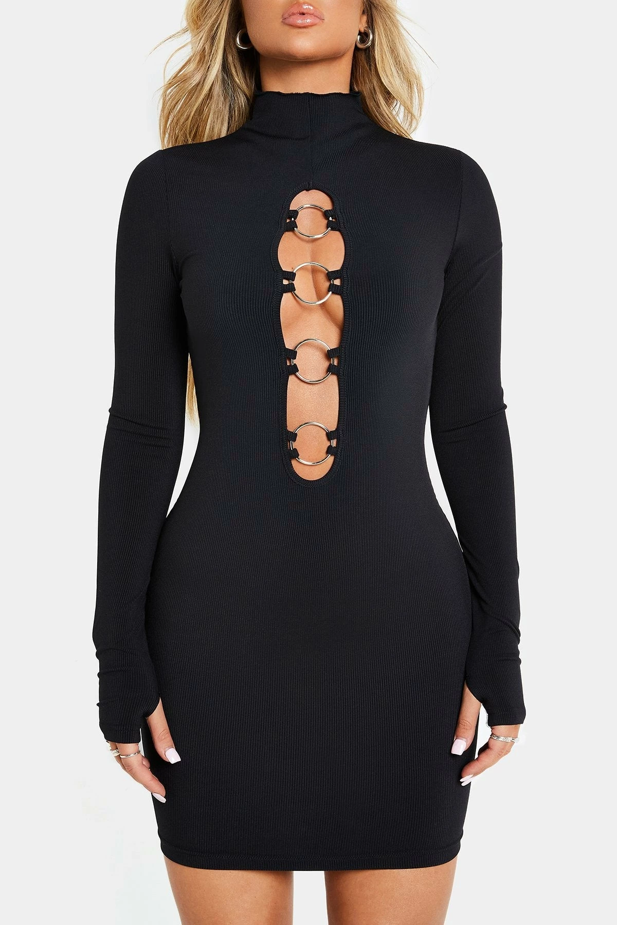 SOLADO O-Ring Front Cut Out Long Sleeve Mini Dress 6 SOLADO O-Ring Front Cut Out Long Sleeve Mini Dress - Image 6