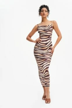Solado Striped Print Backless Cmai Maxi Dress