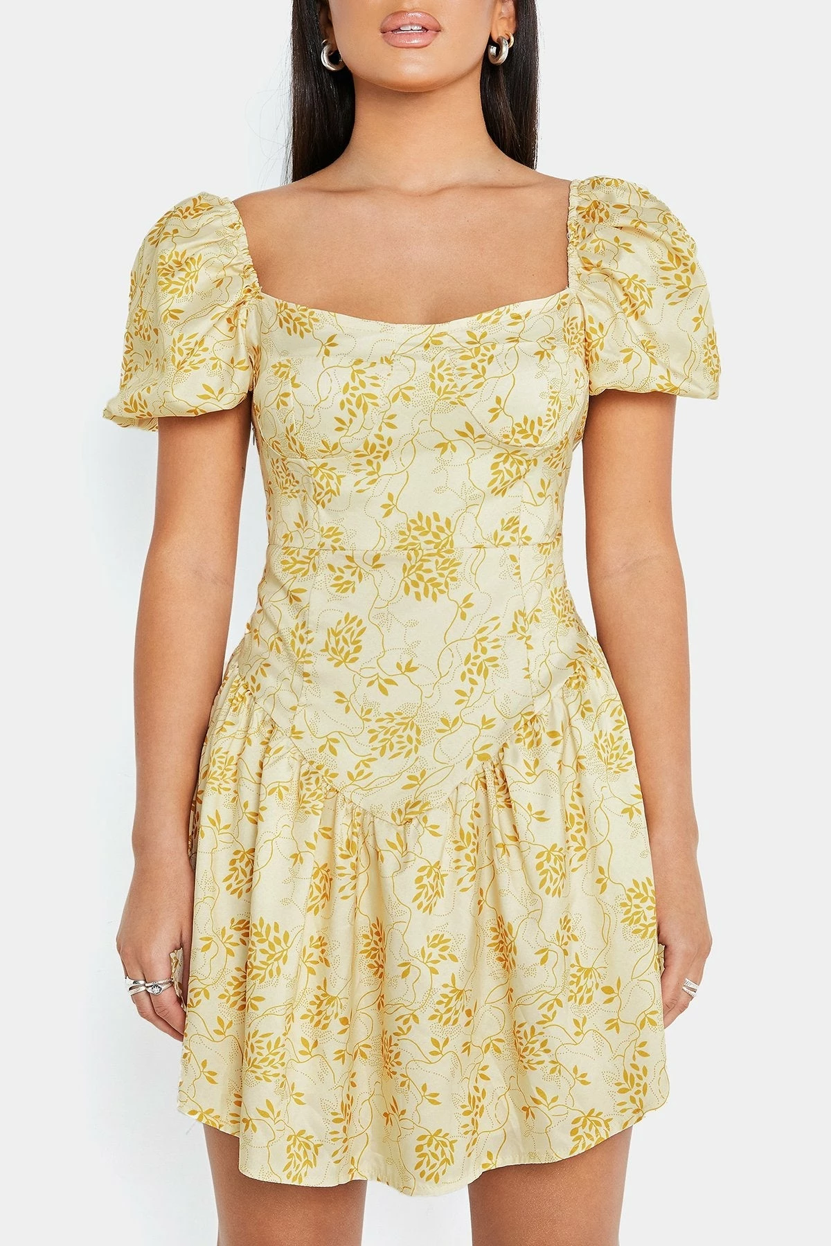 Solado Square Neck Puff Sleeve Cinched Waist Mini Dress 6 Solado Square Neck Puff Sleeve Cinched Waist Mini Dress - Image 6