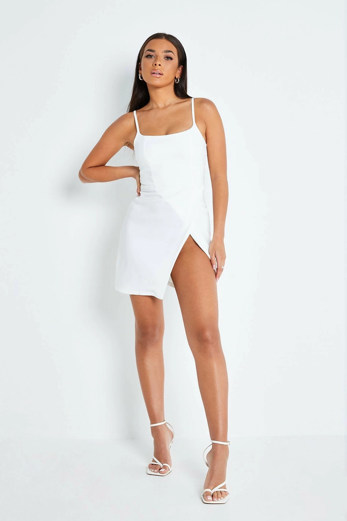 Solado Square Neck Split Hem A-Line Mini Dress 4 Solado Square Neck Split Hem A-Line Mini Dress - Image 4