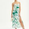 Solado Abstract Print Backless Split Hem Midi Dress