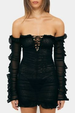 Solado Ruffle Trim Lace Up Long Sleeve Ruched Tube Mini Dress -Solado Sales Shop jpeg 36100463 8ac0 4605 870c ba34a82d6a26 1800x1800