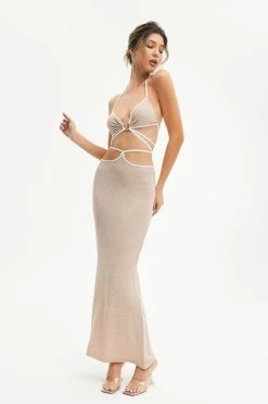 Solado Cut Out Plunging Neck Backless Bodycon Dress