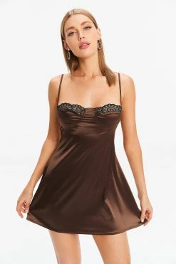 Solado Lace Trim Satin Cut Out Cami Mini Dress