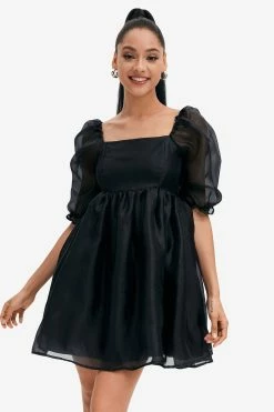 Solado Mesh Splicing Layered Hem Mini Dress