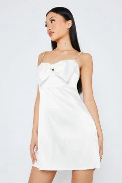 Alternative view of SOLADO Rhinestone Strap Bow Decor Keyhole Mini Dress