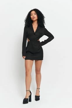 Alternative view of SOLADO Lapel Neck Cut Out Open Back Mini Dress