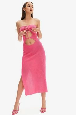Solado Cut Out Split Thigh Tube Maxi Dress