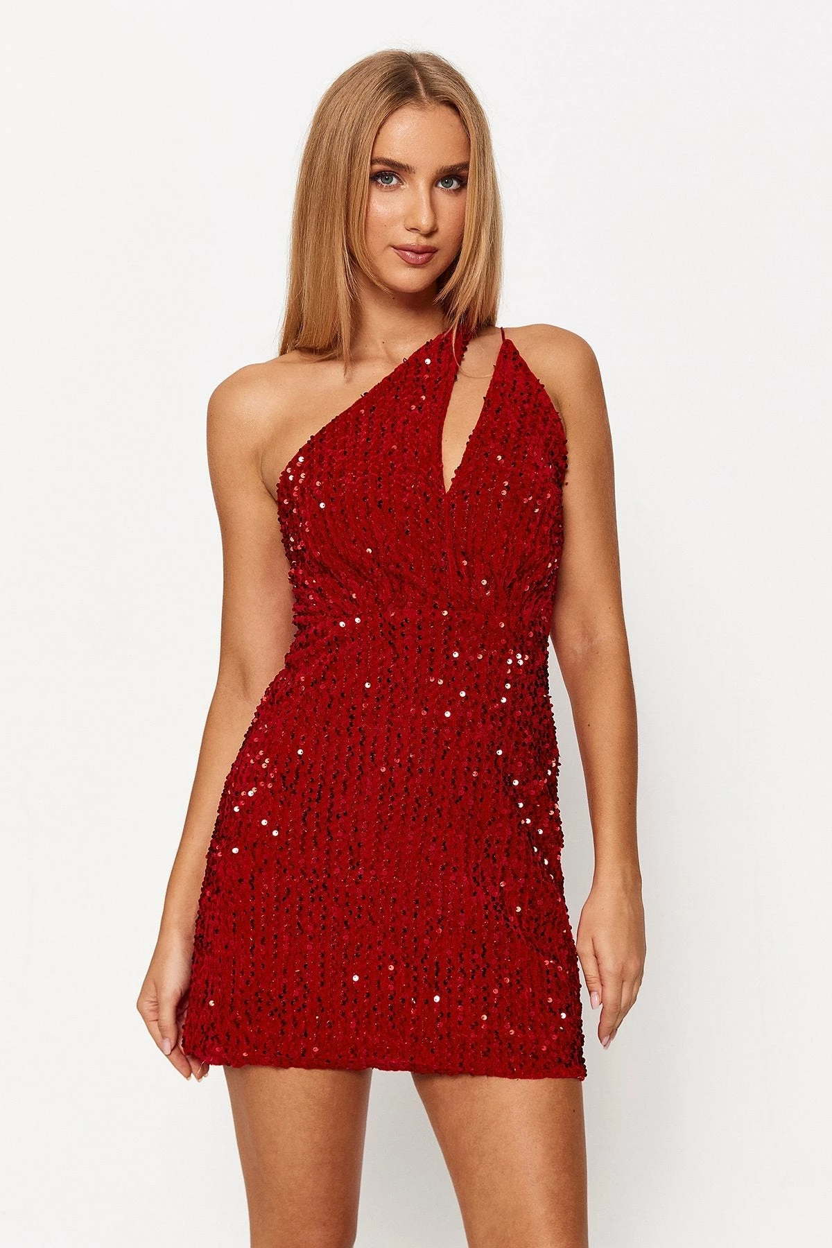 Solado One Shoulder Sequin Cut Out Backless Mini Dress 1 Solado One Shoulder Sequin Cut Out Backless Mini Dress