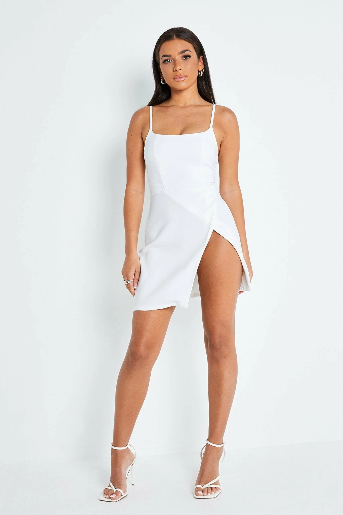 Solado Square Neck Split Hem A-Line Mini Dress 3 Solado Square Neck Split Hem A-Line Mini Dress - Image 3