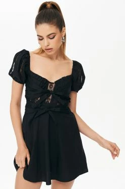 Alternative view of Solado Puff Sleeve Floral Lace Tie Front Mini Dress
