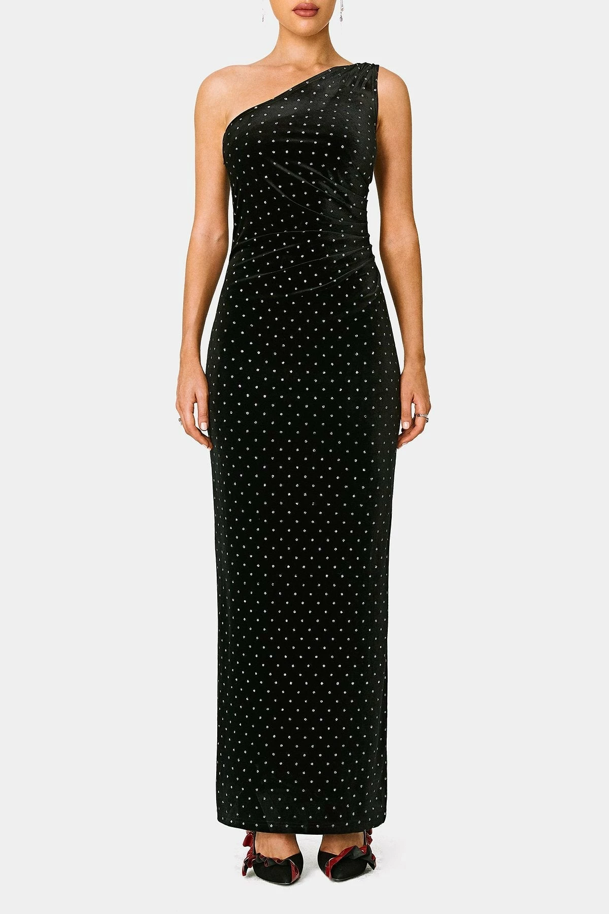 SOLADO One Shoulder Rhinestone Decor Split Hem Maxi Dress Without Gloves 6 SOLADO One Shoulder Rhinestone Decor Split Hem Maxi Dress Without Gloves - Image 6