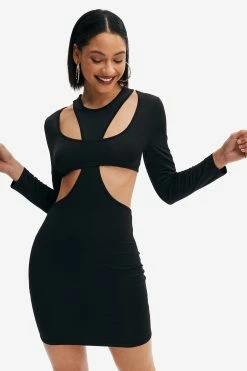 Solado Two Piece Cut Out Long Sleeve Mini Dress