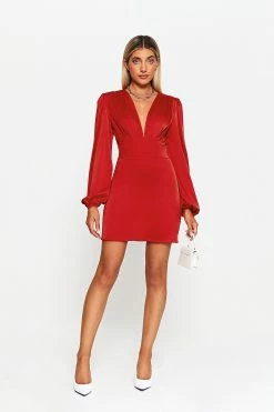 SOLADO Plunging Neck Puff Sleeve Ruched Mini Dress -Solado Sales Shop jpeg 4d20ffee 05b7 41f0 bcec b23aab57408a 1800x1800
